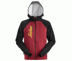 2888 Sudadera con capucha, cremallera completa y logotipo rojo chili/ negra