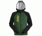 2888 Sudadera con capucha, cremallera completa y logotipo verde bosque/ negra