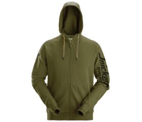 2895 Sudadera con capucha, cremallera completa y logo verde khaki