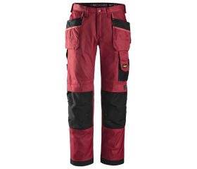 Pantalones largos de trabajo DuraTwill bolsillos flotantes 3212 Rojo intenso / Negro