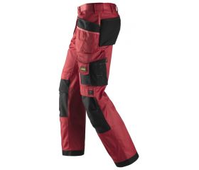 Pantalones largos de trabajo DuraTwill bolsillos flotantes 3212 Rojo intenso / Negro