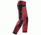 3212 Pantalones largos de trabajo DuraTwill bolsillos flotantes Rojo intenso / Negro