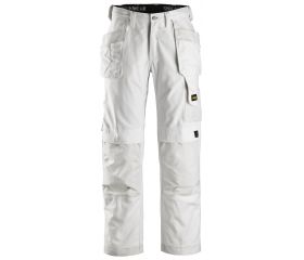 Pantalones largos de trabajo Canvas+ bolsillos flotantes 3214 Blanco