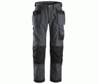 Pantalones largos de trabajo Canvas+ bolsillos flotantes 3214 Gris acero / Negro