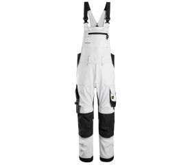 6051 Pantalones elásticos con peto y tirantes AllroundWork blanco-negro