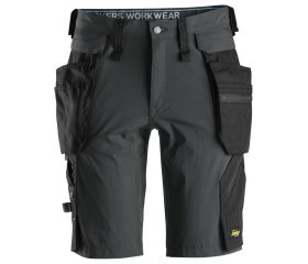Pantalones cortos de trabajo bolsillos flotantes desmontables LiteWork 6108 Gris Acero/Negro