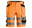 6135 Pantalones cortos de trabajo elásticos de alta visibilidad clase 1 con bolsillos flotantes naranja-negro