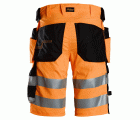 6135 Pantalones cortos de trabajo elásticos de alta visibilidad clase 1 con bolsillos flotantes naranja-negro