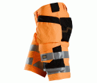 6135 Pantalones cortos de trabajo elásticos de alta visibilidad clase 1 con bolsillos flotantes naranja-negro