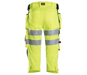 6138 Pantalones pirata de trabajo elásticos de alta visibilidad clase 1/2 con bolsillos flotantes amarillo-negro