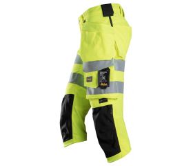 6138 Pantalones pirata de trabajo elásticos de alta visibilidad clase 1/2 con bolsillos flotantes amarillo-negro