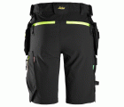 6140 Pantalones cortos de trabajo elásticos FlexiWork Softshell con bolsillos flotantes negro/ amarillo neon