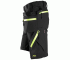 6140 Pantalones cortos de trabajo elásticos FlexiWork Softshell con bolsillos flotantes negro/ amarillo neon