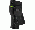 6140 Pantalones cortos de trabajo elásticos FlexiWork Softshell con bolsillos flotantes negro/ amarillo neon