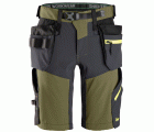 6140 Pantalones cortos de trabajo elásticos FlexiWork Softshell con bolsillos flotantes verde kaki/ gris acero