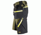 6140 Pantalones cortos de trabajo elásticos FlexiWork Softshell con bolsillos flotantes verde kaki/ gris acero