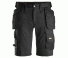 6141 Pantalones cortos de trabajo elásticos Slim Fit AllroundWork con bolsillos flotantes negro