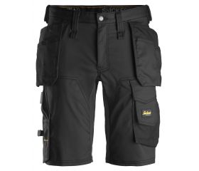 Pantalones cortos de trabajo elásticos Slim Fit AllroundWork bolsillos flotantes 6141 Negro