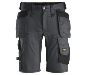 Pantalones cortos de trabajo elásticos Slim Fit AllroundWork bolsillos flotantes 6141 Gris acero / Negro