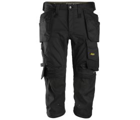 Pantalones pirata de trabajo elásticos bolsillos flotantes AllroundWork 6142 Negro