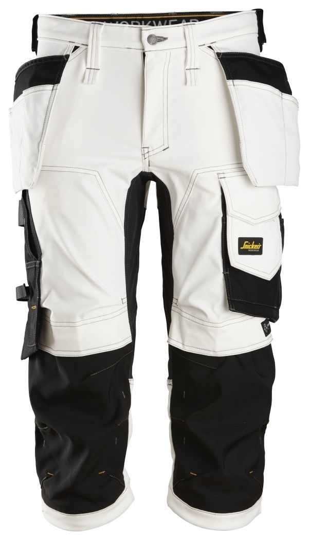Snickers Workwear Pantalones de trabajo elásticos bolsillos flotantes AllroundWork 6142 Blanco/Negro