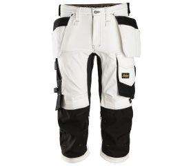 Pantalones pirata de trabajo elásticos bolsillos flotantes AllroundWork 6142 Blanco/Negro