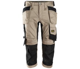 6142 Pantalones pirata de trabajo elasticos con bolsillos flotantes AllroundWork beige-negro