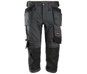 Pantalones pirata de trabajo elásticos bolsillos flotantes AllroundWork 6142 Gris Acero/Negro