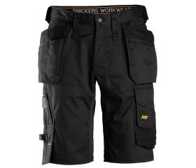 6151 Pantalones cortos de trabajo elásticos de ajuste holgado AllroundWork con bolsillos flotantes negro