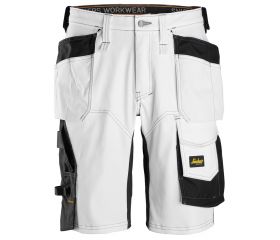 6151 Pantalones cortos de trabajo elásticos de ajuste holgado AllroundWork con bolsillos flotantes blanco/ negro