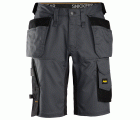 6151 Pantalones cortos de trabajo elásticos de ajuste holgado AllroundWork con bolsillos flotantes gris acero/ negro