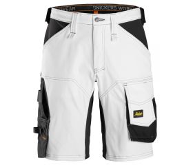 6153 Pantalones cortos de trabajo elásticos de ajuste holgado AllroundWork blanco/ negro