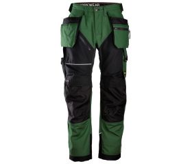 6214 Pantalones largos de trabajo con bolsillos flotantes Canvas+ RuffWork verde forestal-negro