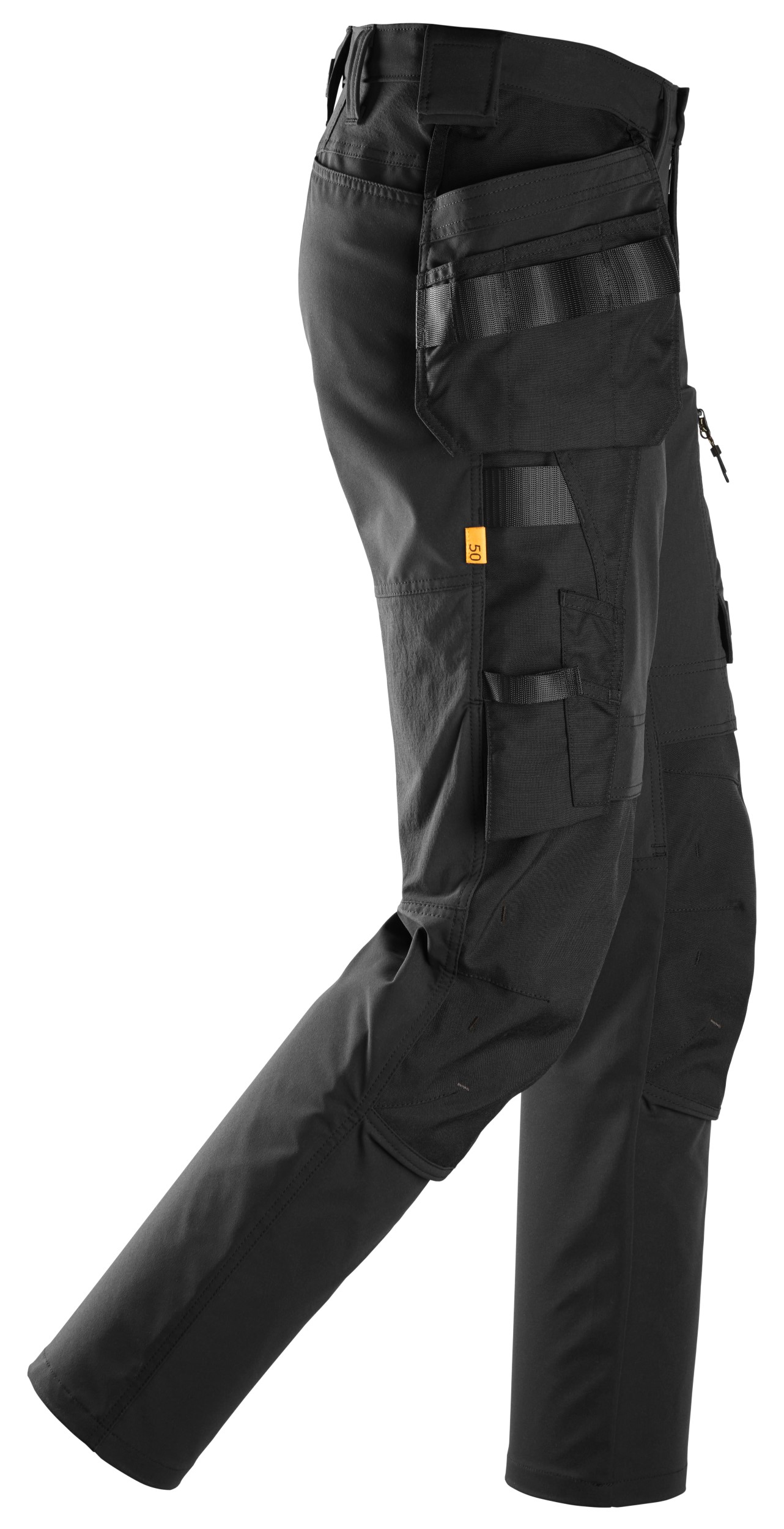 6218 Pantalones largos de trabajo elásticos AllroundWork Stretch con bolsillos flotantes color negro