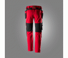 6218 Pantalones largos de trabajo elásticos AllroundWork Stretch con bolsillos flotantes color rojo chile / negro