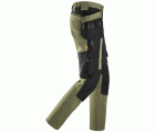 6218 Pantalones largos de trabajo elásticos AllroundWork Stretch con bolsillos flotantes color verde caqui / negro