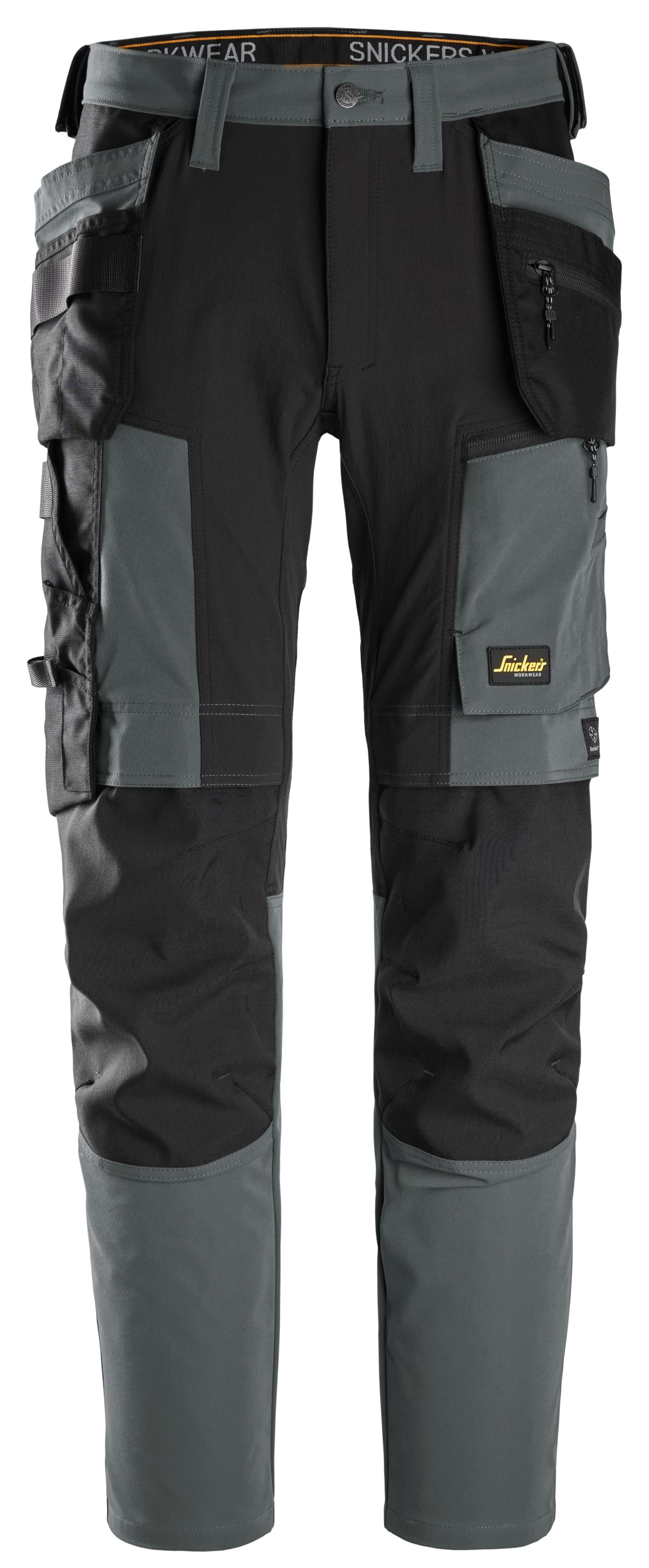 6218 Pantalones largos de trabajo elásticos AllroundWork Stretch con bolsillos flotantes color gris acero / negro