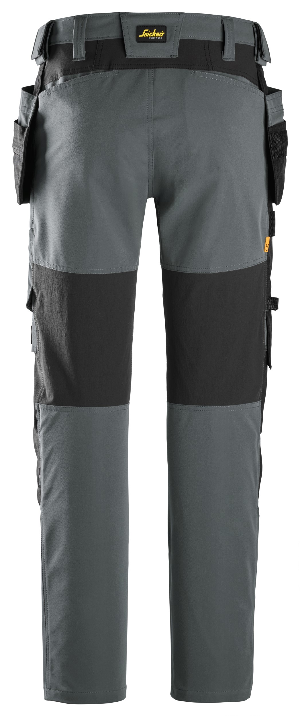 6218 Pantalones largos de trabajo elásticos AllroundWork Stretch con bolsillos flotantes color gris acero / negro