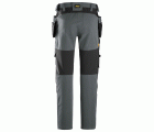 6218 Pantalones largos de trabajo elásticos AllroundWork Stretch con bolsillos flotantes color gris acero / negro