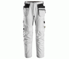 6224 Pantalones largos de trabajo elásticos AllroundWork Canvas+ con bolsillos flotantes color blanco