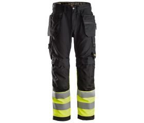 6233 Pantalones largos de trabajo de alta visibilidad clase 1 con bolsillos flotantes AllroundWork negro-amarillo