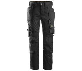 6241 Pantalones largos de trabajo elásticos AllroundWork Slim Fit con bolsillos flotantes color negro