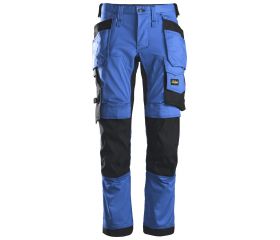 Pantalones largos de trabajo elásticos AllroundWork Slim Fit bolsillos flotantes 6241 Azul verdadero / Negro