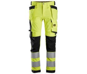 6243 Pantalones largos de trabajo elásticos de alta visibilidad clase 2 con bolsillos flotantes amarillo-negro