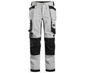 6247 Pantalones largos elásticos de trabajo para mujer con bolsillos flotantes AllroundWork blanco/negro