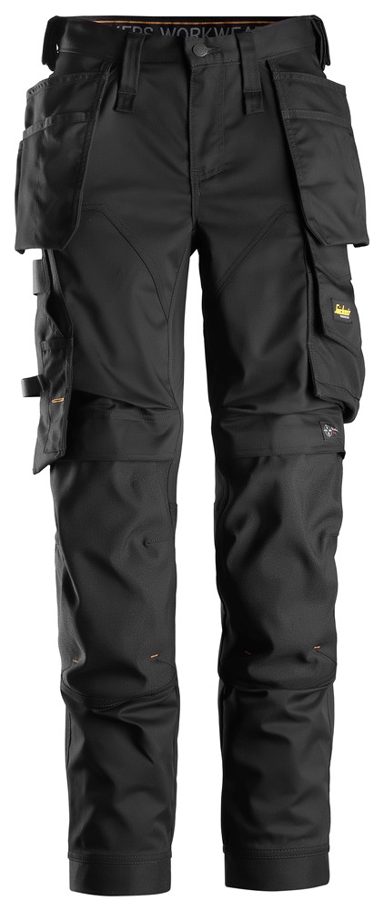6247 Pantalones largos de trabajo elasticos mujer blosillos flotantes AllroundWork color negro talla 016