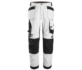6251 Pantalones largos de trabajo elásticos ajuste holgado AllroundWork Loose Fit con bolsillos flotantes color blanco/ negro