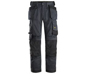 Pantalones largos de trabajo elásticos ajuste holgado y bolsillos flotantes AllroundWork Loose Fit 6251 Gris Acero/Negro