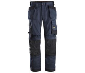 Pantalones largos de trabajo elásticos ajuste holgado y bolsillos flotantes AllroundWork Loose Fit 6251 Azul Marino/Negro