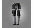 6251 Pantalones largos de trabajo elásticos AllroundWork Loose Fit con bolsillos flotantes color gris / negro